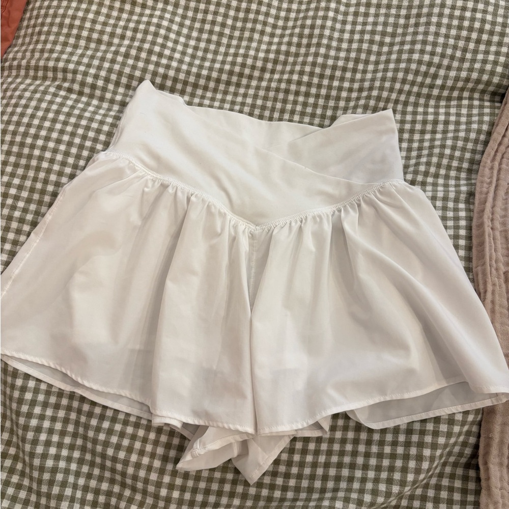 White Flowy Skirt Shorts